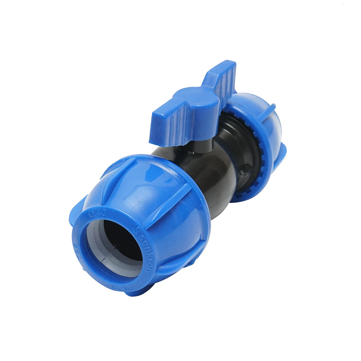 PEHD tömörített golyós golyóscsap HDPE D40x40mm, PN16 öntözőrendszerekhez