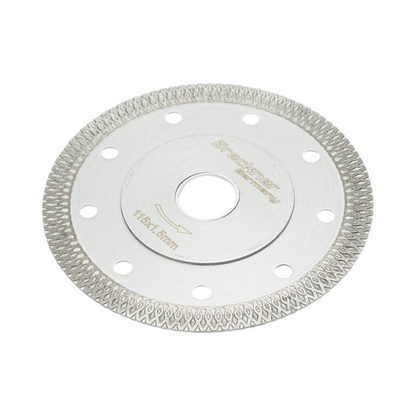 Gyémánt korong turbo folyamatos 115x1.5x22.23mm, nedves/száraz vágás kemény kerámia, gres, csempe Breckner Germany
