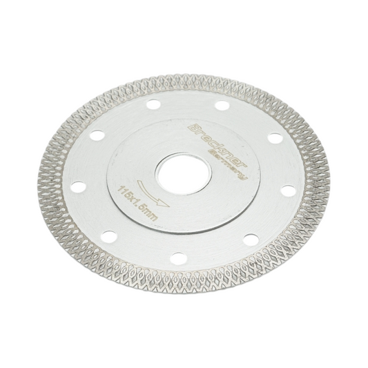 Gyémánt korong turbo folyamatos 115x1.5x22.23mm, nedves/száraz vágás kemény kerámia, gres, csempe Breckner Germany