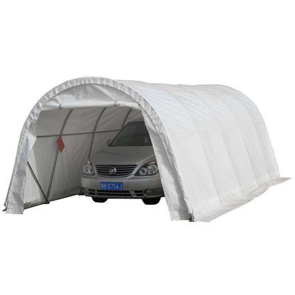 Raktárcsarnok 3,66 m széles, 6,1 m hosszú, 2,44 m magas PVC-ből, fémszerkezettel.