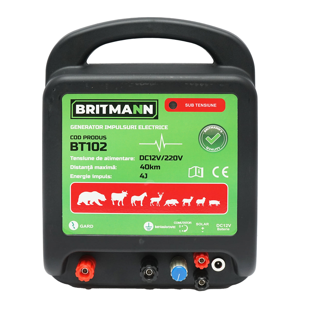Impulzusgenerátor készülék DC 12/220V, 4 Joule 40km elektromos kerítéshez BRITMANN