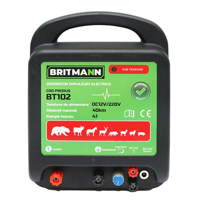 Impulzusgenerátor készülék DC 12/220V, 4 Joule 40km elektromos kerítéshez BRITMANN