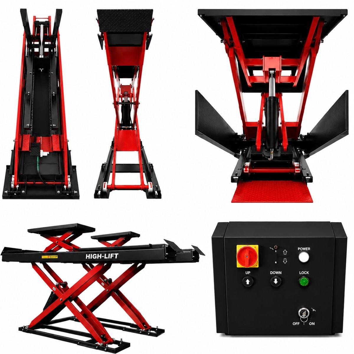 Elevator auto tip foarfeca dublu 220V, 2.2kW, capacitate ridicare 4000kg, inaltime ridicare 330-1850mm