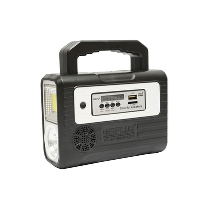 Hordozható LED világító készlet 3 izzóval / kivetítővel, napelemmel, FM rádióval, MP3-mal és 4500 mAhH akkumulátorral halászathoz, kempingezéshez GD-8028COB