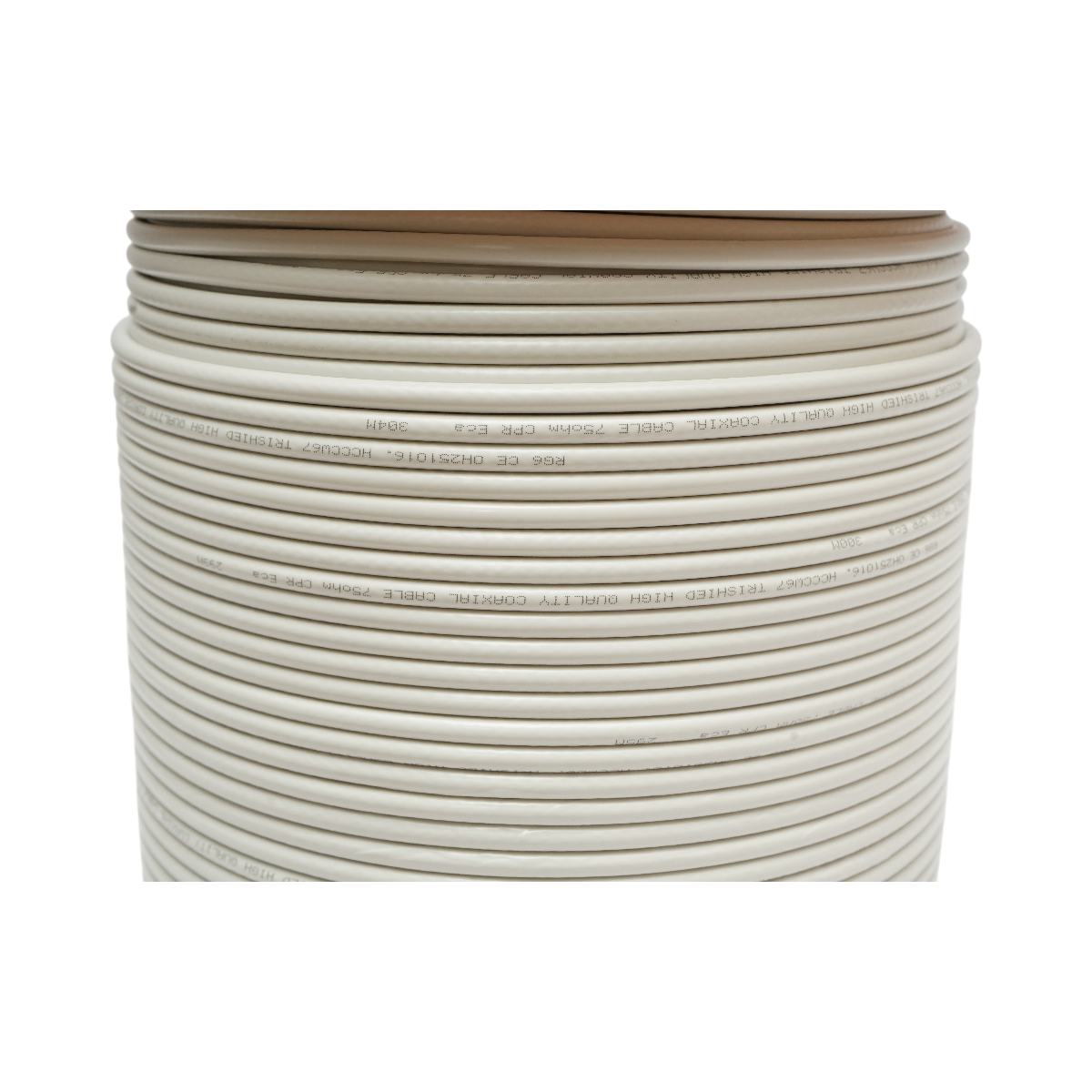 RG6 Trishield koaxiális kábel CCS 1.02mm, 75 Ohm, CPR Eca, PVC fehér 305m/tekercs