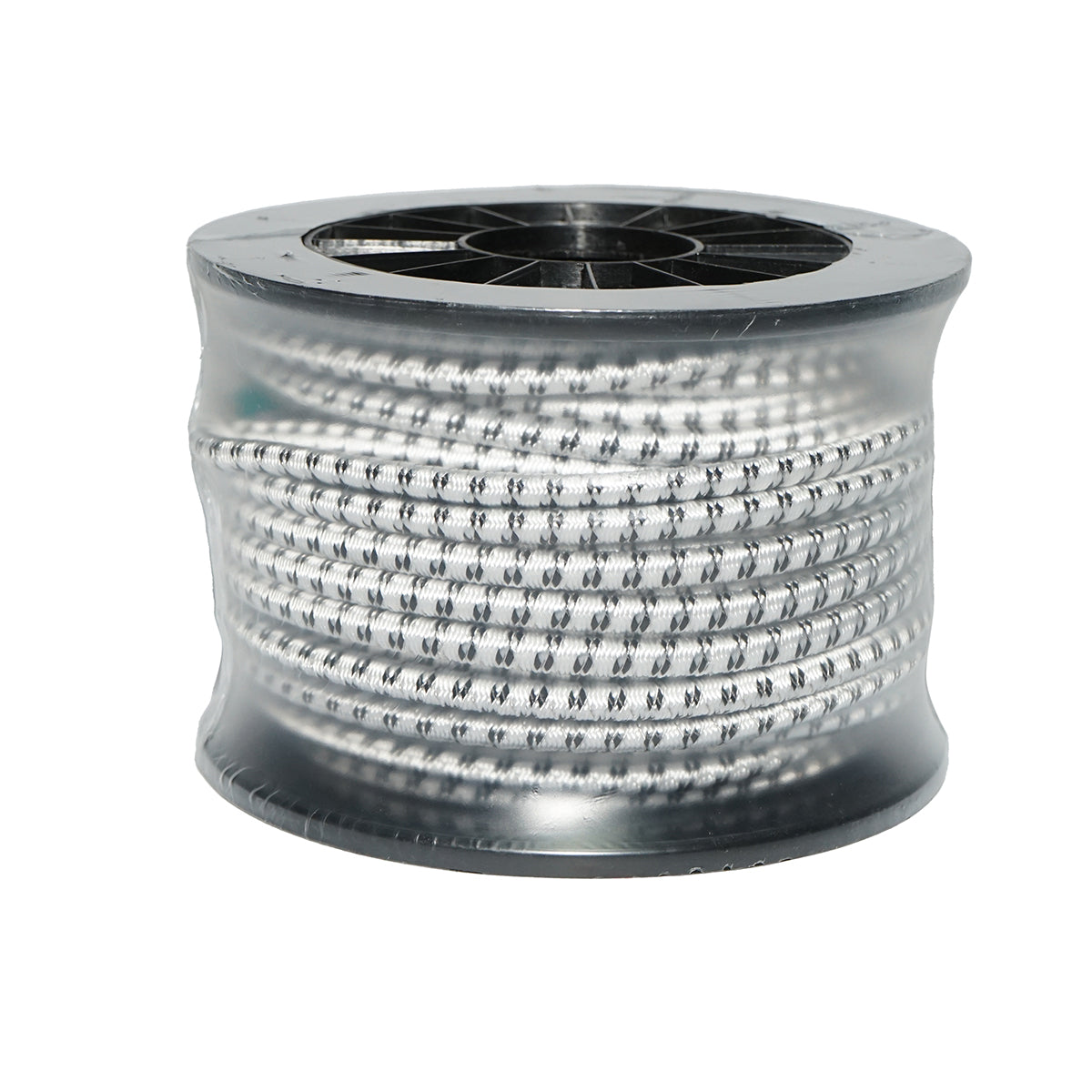 Elasztikus fehér-fekete rugalmas huzal tekercs fi 7mm, 3x0.3mm SS rozsdamentes acél, 4.5 Ohm/m 25m elektromos kerítés Breckner Germany