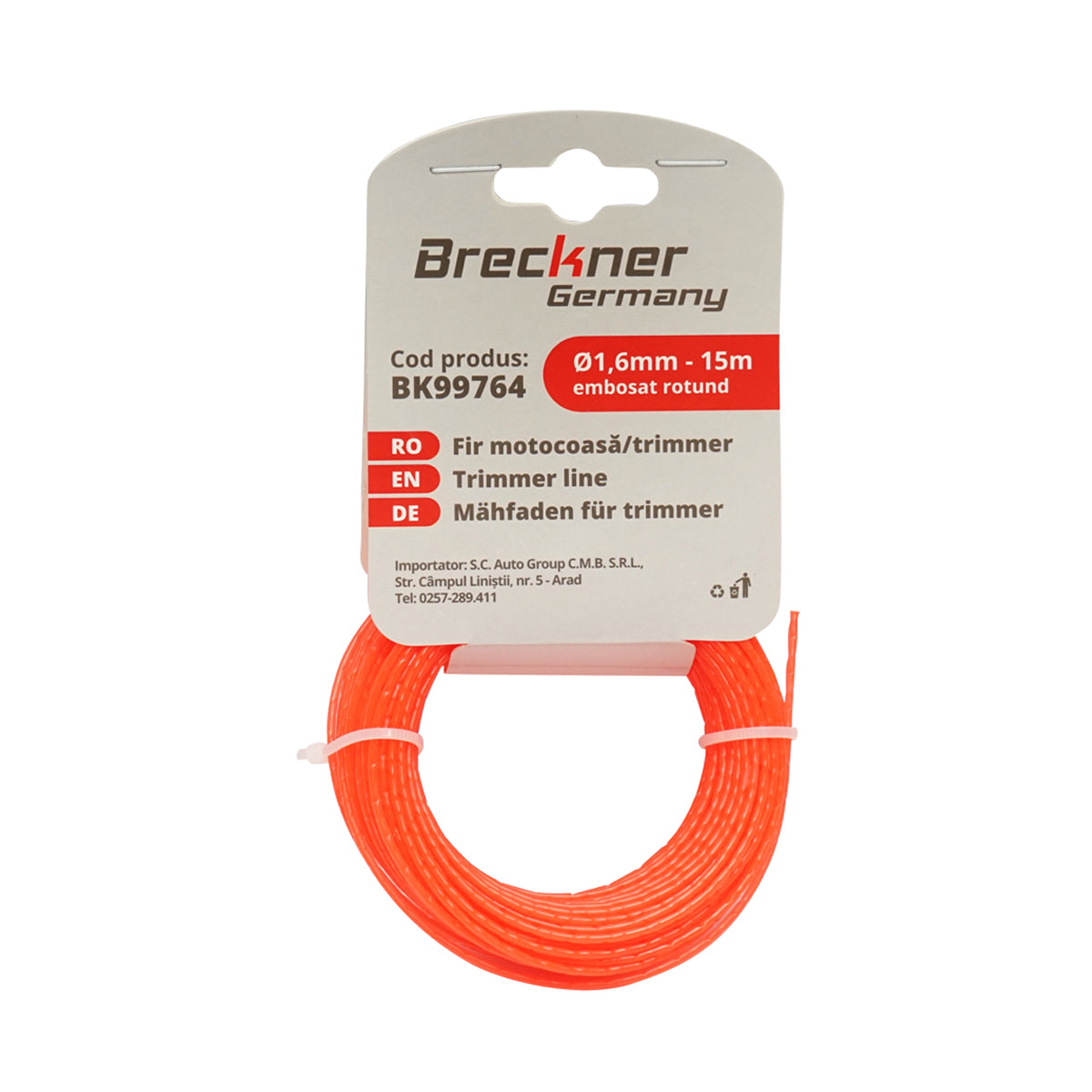 Fűkasza damil, kerek, dombornyomott 1.6mmx15m Breckner Germany