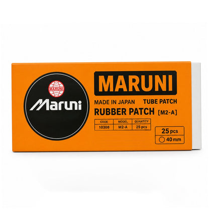 25 darabos 40mm-es kerek vulkanizálási folt készlet + 1 tubus Super Valcarn G 22ml ragasztó légkamrákhoz M2-A Maruni made in Japan