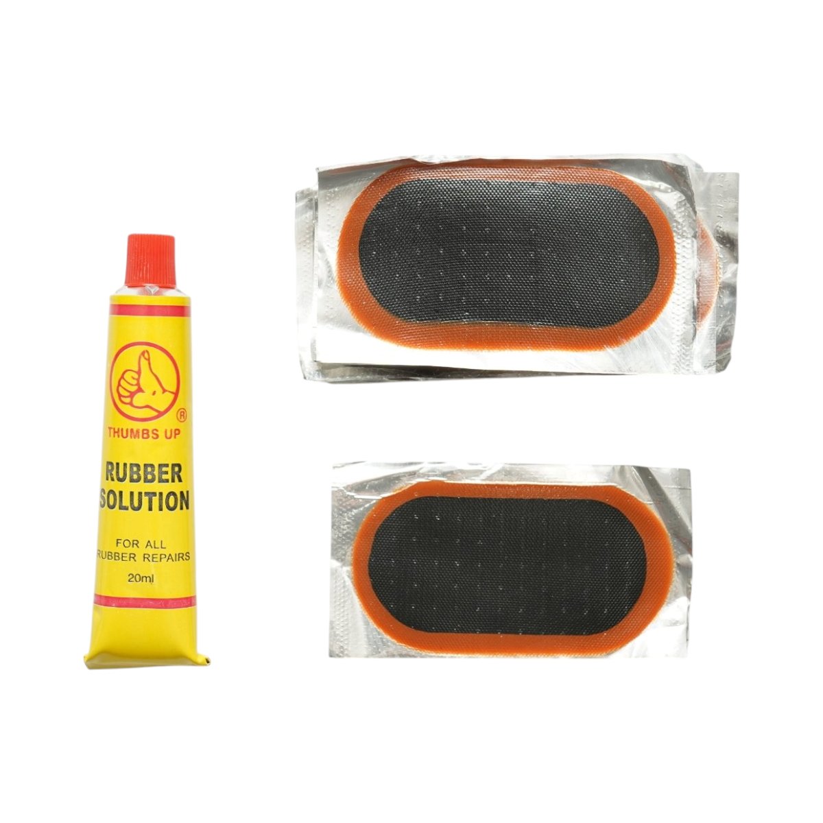 12 db ovális gumifolt, defektjavító 38x75mm + 1 db 20ml ragasztó
