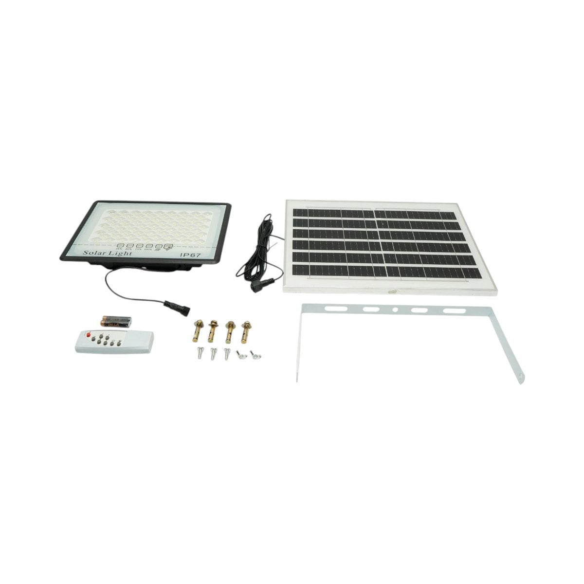 LED reflektor 100W, 6500K napelemes panellel 12W, LiFePO4 8000mAh akkumulátor és távirányító IP67 Breckner Germany