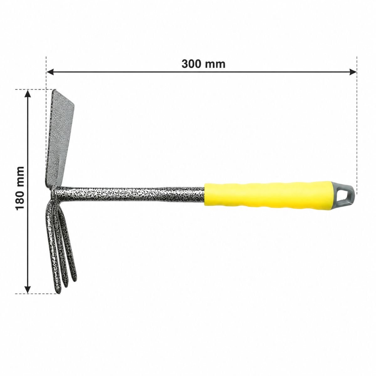 Crownman kétélű kerti kaparó rozsdamentes acélból 180x300mm, ergonomikus PP nyéllel