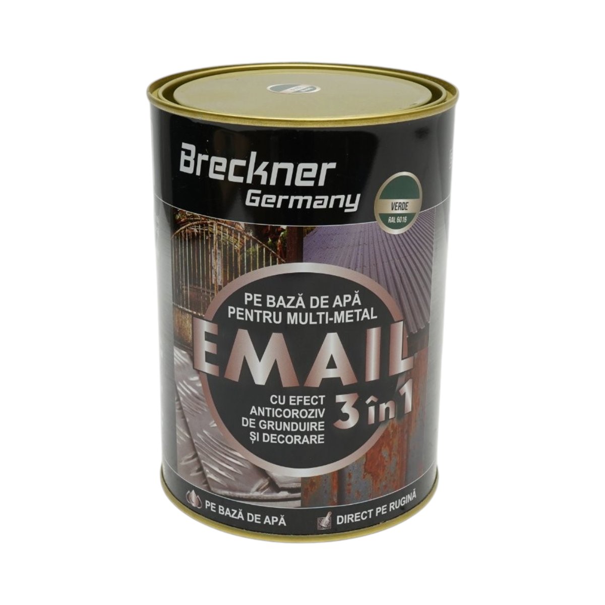 Rozsdagátló email festék 3 az 1-ben zöld 6016 fémhez 2kg, közvetlenül a rozsdára, vízalapú Breckner Germany