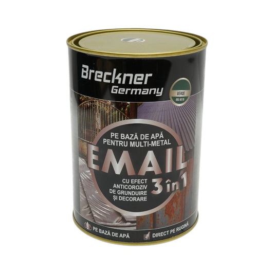 Rozsdagátló email festék 3 az 1-ben zöld 6016 fémhez 2kg, közvetlenül a rozsdára, vízalapú Breckner Germany