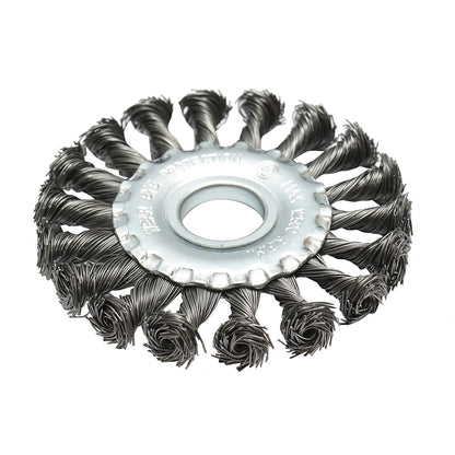 Kör alakú drótkefe 100x22.23mm 0.5mm-es sodrott acélhuzal vas, sárgaréz, festék eltávolításához, fém lerakódások eltávolításához Crownman