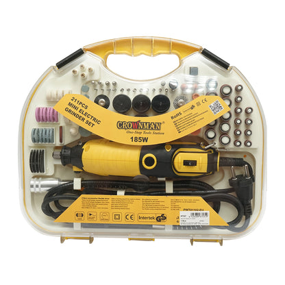 Mini marókészlet 185W, 220V biax típusú, 9 sebességes fogaskerék 8000-35000rpm 211 db Crownman