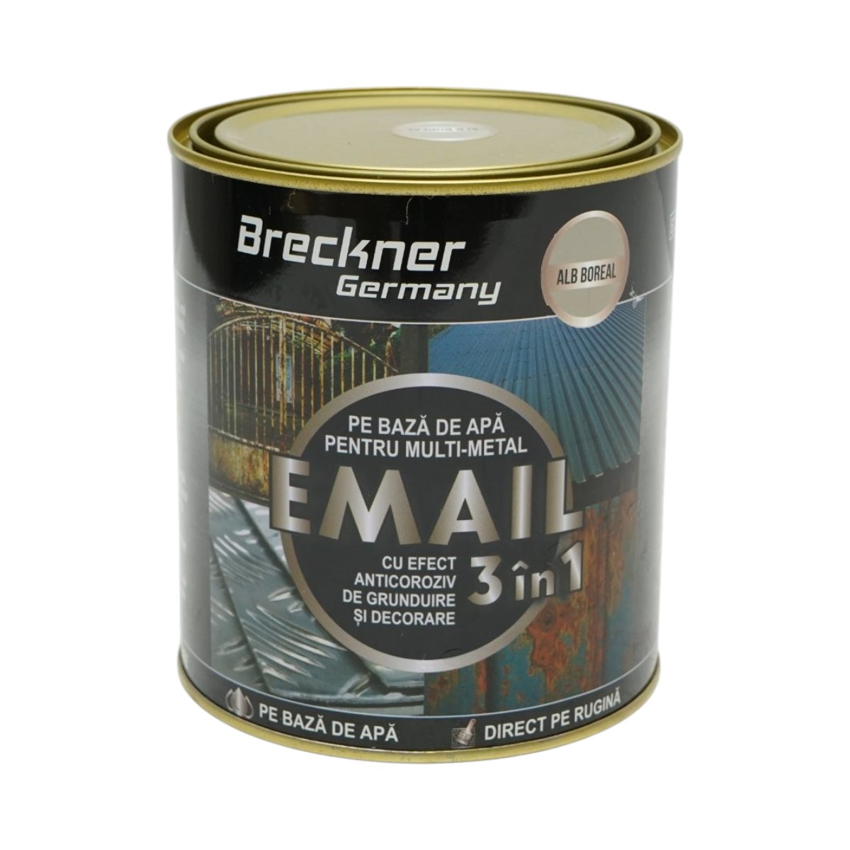 Breckner Germany 3 in 1 rozsdagátló zománcfesték boreal fehér fémhez 750g, közvetlenül a rozsdára, vízalapú