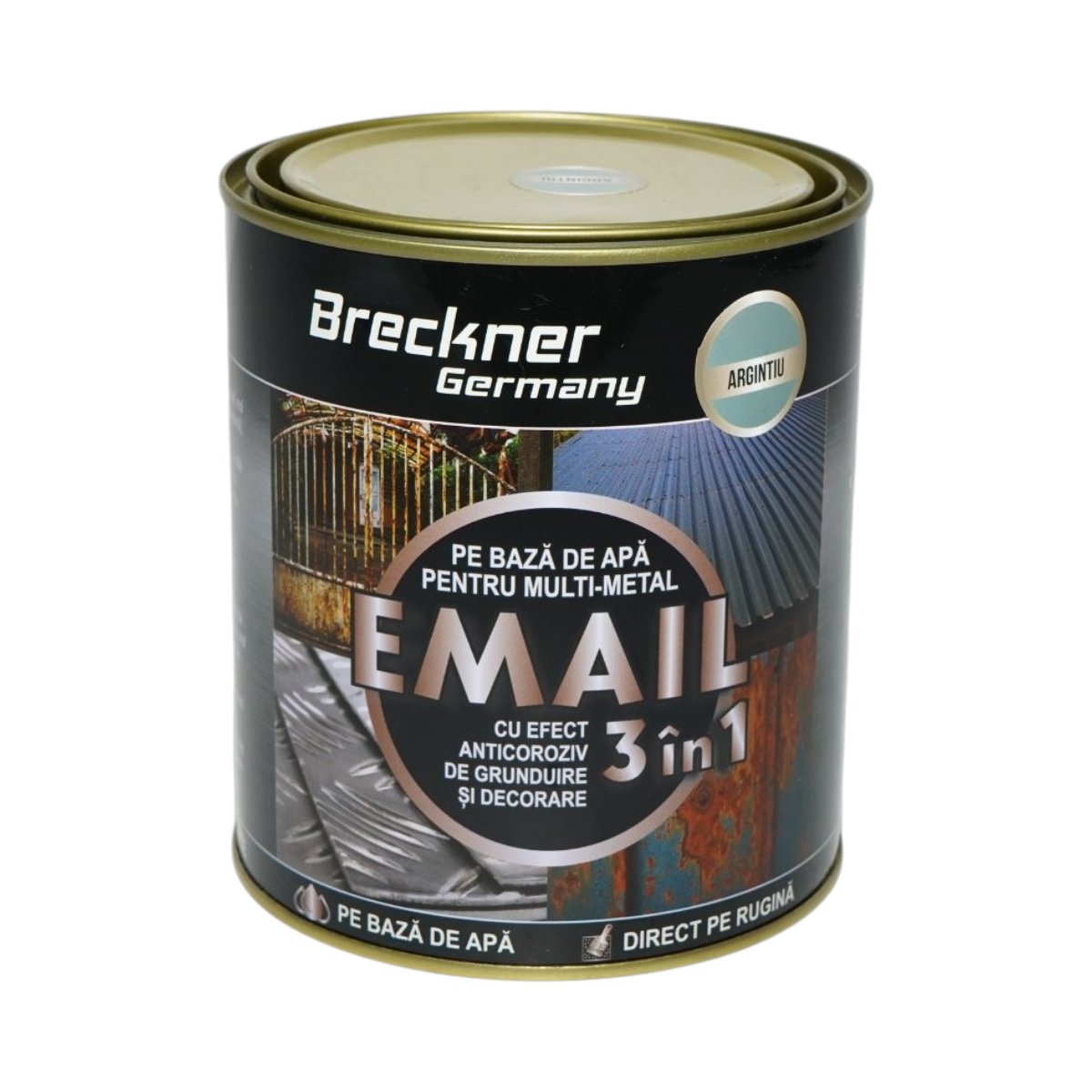 Breckner Germany 3 az 1-ben rozsdagátló zománc festék fém felületekhez 750g ezüst, közvetlenül a rozsdára, vízalapú