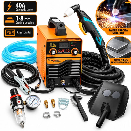 Inverter típusú plazmavágó készülék 40A, 220V, 1-8mm vastagság, légnyomás szabályozó, digitális kijelző CUT40 Breckner Germany