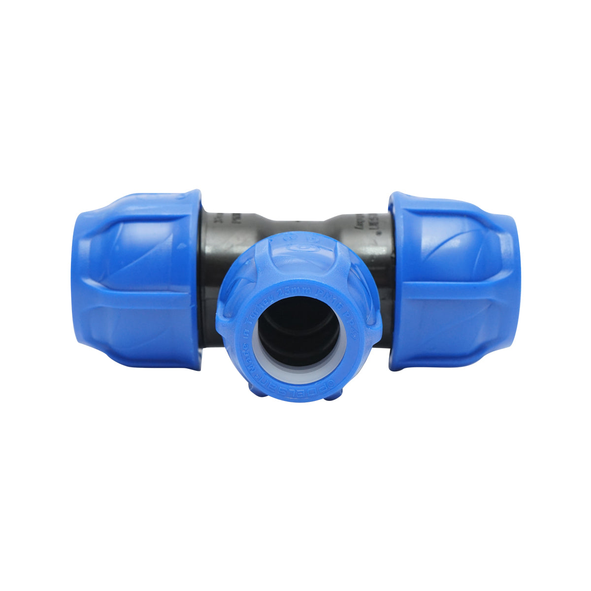 D32x25x32mm-es, PN16-os, öntözőrendszerekhez való tömörítő-csökkentő cső D32x25x32mm, PN16