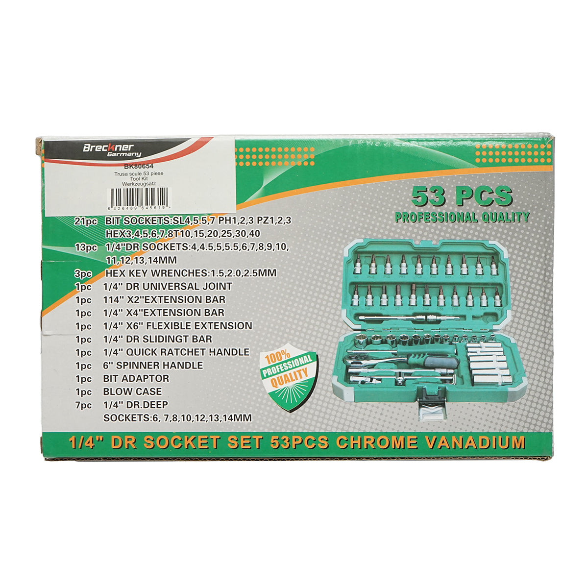 Húzócsavarkulcs, hatlapos, torx, racsnival 53 db Breckner Germany