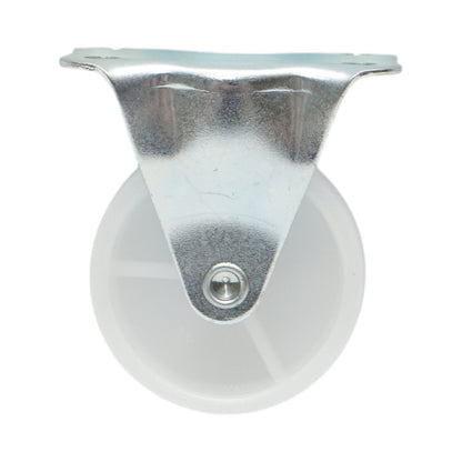Rögzített kerék 50x22mm fék nélkül, fehér polipropilén, acél lemez 60x41mm 30kg