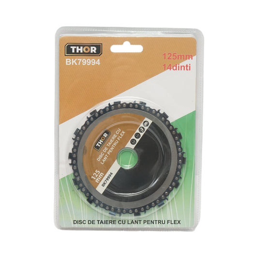 Fűrészlánc hajlítókorong 125x22mm 14 fogú fűrészlánc fakivágáshoz THOR