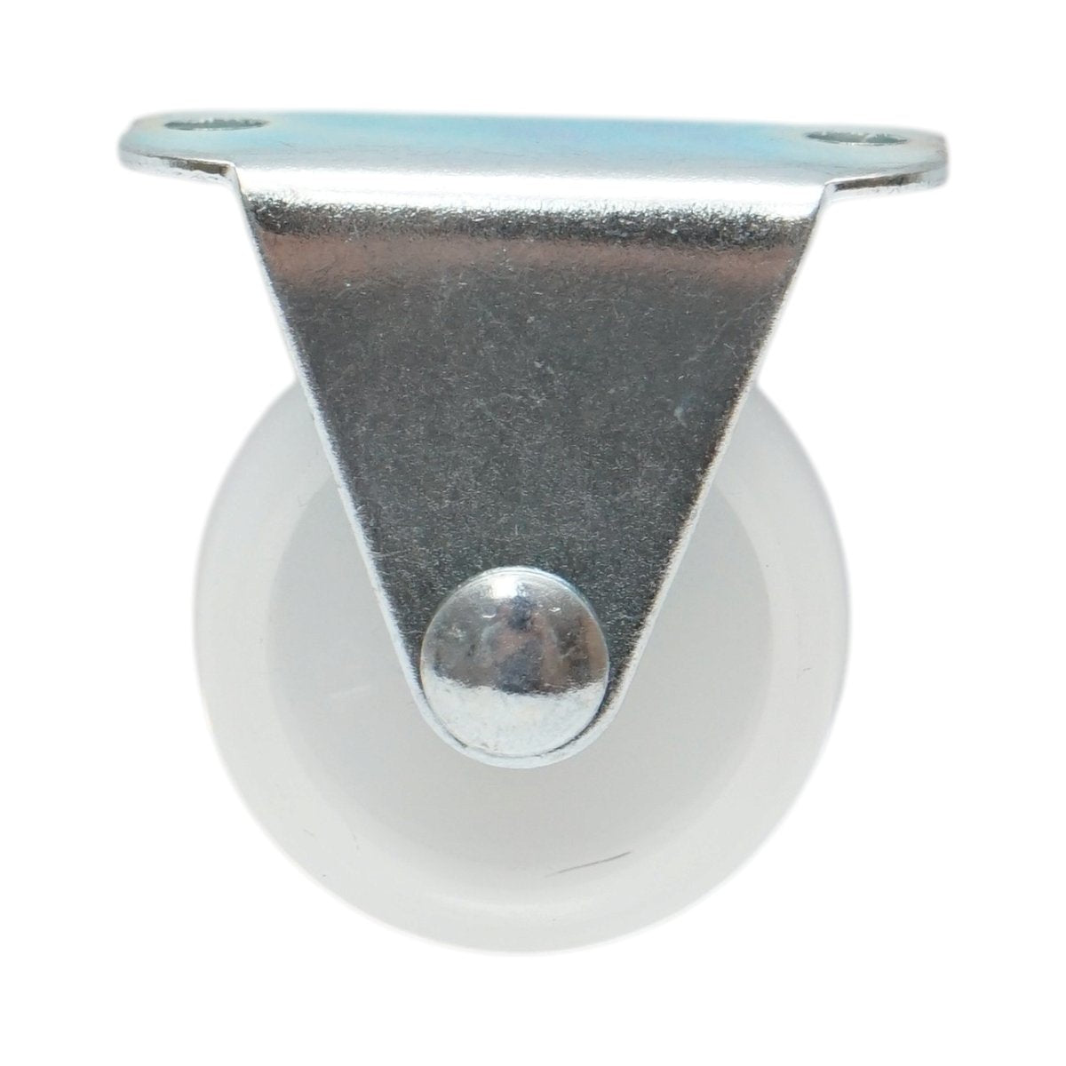 Rögzített kerék 30x14mm fék nélkül, fehér polipropilén, acél lemez 37x19mm 15kg