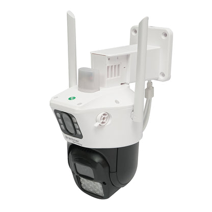 6 MP-os kettős lencsés megfigyelő kamera, WIFI P2P, 360 PTZ forgatás mozgásérzékelővel, sziréna, emberfelismerés, Google Assistant és iCSee alkalmazás