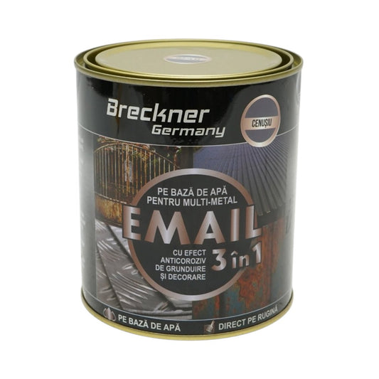 Breckner Germany 3 az 1-ben rozsdagátló email festék fémhez hamuszürke 750g, közvetlenül a rozsdára, vízalapú