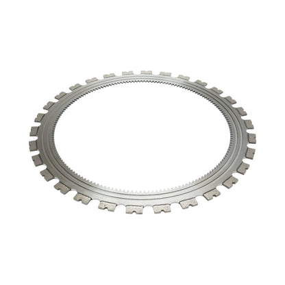 Disc inelar diamantat segmentat 410mm, 30 dinti, caneluri interioare antrenare pentru masina de taiat beton Breckner Germany