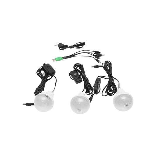 Hordozható LED világító készlet 3 izzóval / reflektorral, napelemmel és 6V, 4.5Ah akkumulátorral halászathoz, kempingezéshez GD-8017