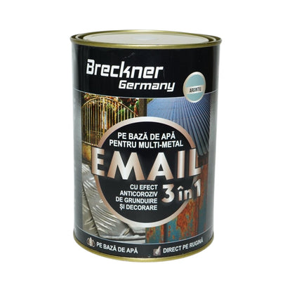 Breckner Germany 3 az 1-ben rozsdagátló zománc festék ezüst fém felületekhez 2kg, közvetlenül a rozsdára, vízalapú