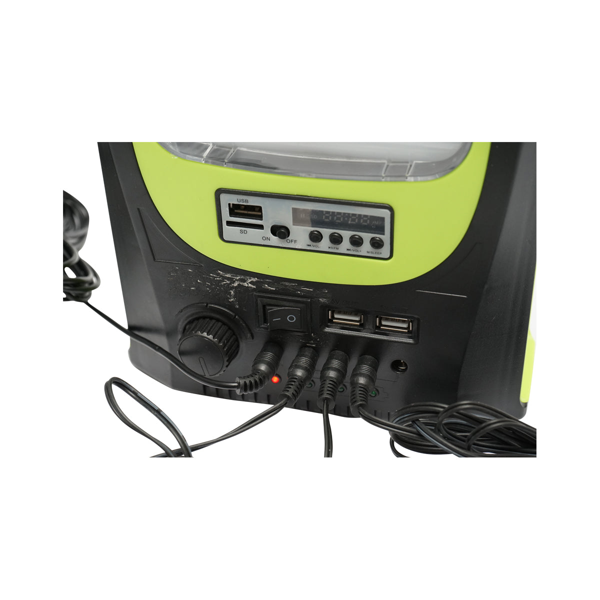 Hordozható LED világító készlet 3 izzóval / reflektorral, FM rádióval, napelemmel és 6V, 4.5Ah akkumulátorral a halászathoz kempingezéshez GD-8071