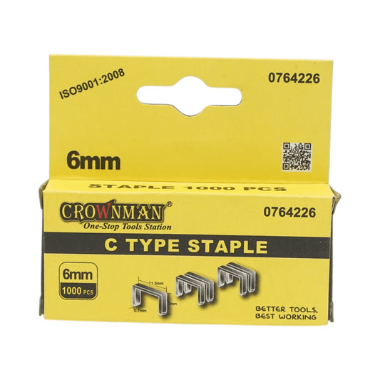 C típusú fém kapcsok 0.7x11.3x6mm 1000 db/készlet Crownman