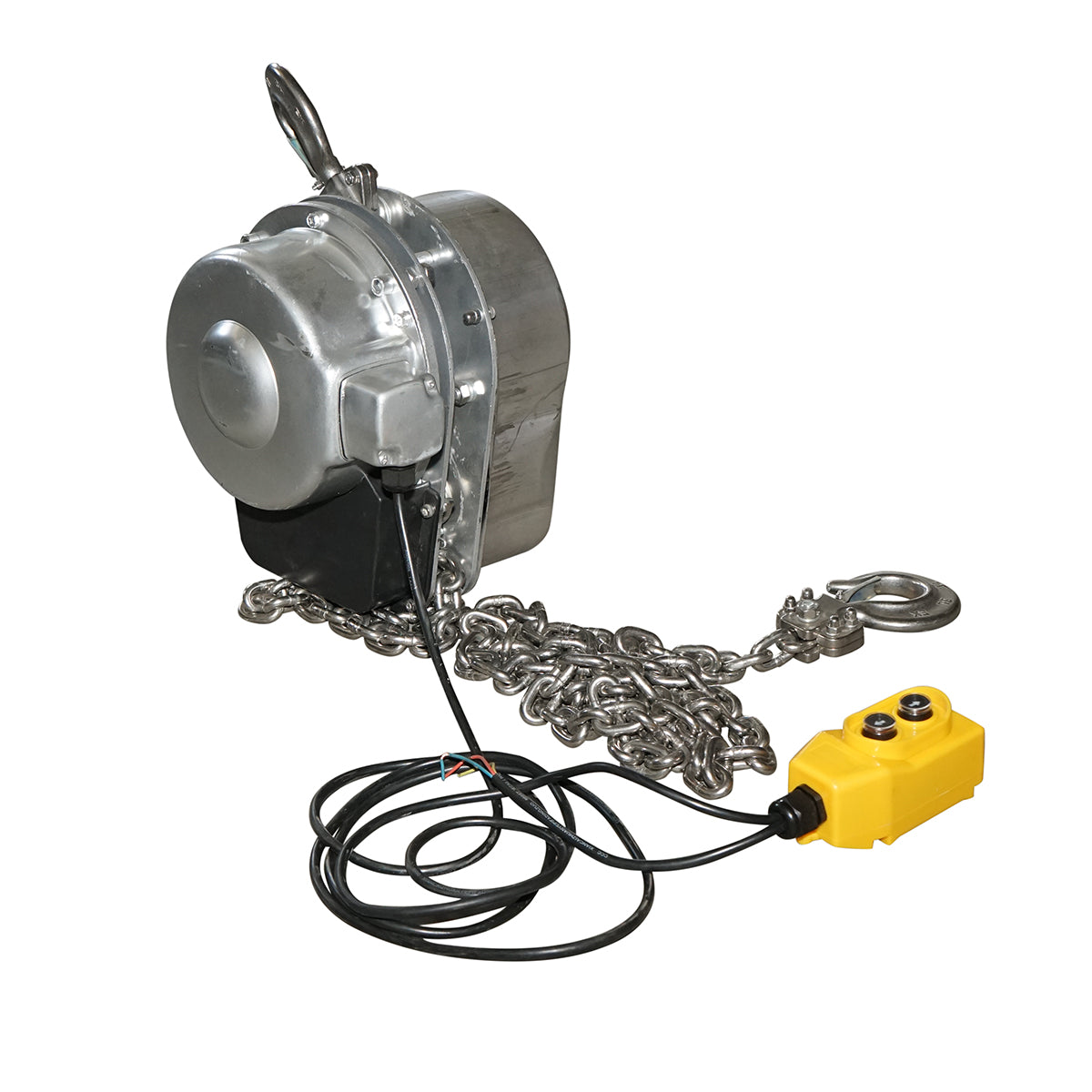 Rozsdamentes acél elektromos emelő 380V, 500W, 3m-es lánccal, maximális teherbírás 1000 kg, biztonsági horog Breckner Germany