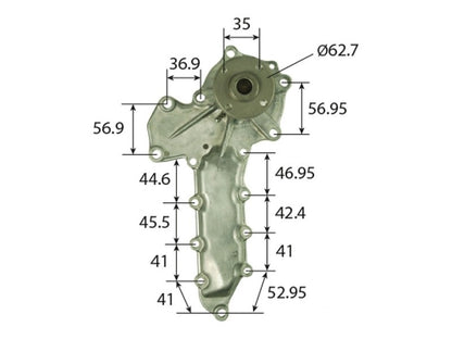 Vízszivattyú New Holland, Bobcat, Kubota OEM kód 6653941, 6684225, 15521-73033, 15521-73030, 15521-7303030, 15521-7303030, 15521-73035, 15521-73035