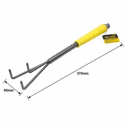 3 karommal rendelkező kertészeti kultivátor, kaparó, rozsdamentes acélból 65x370mm, ergonomikus PP nyél Crownman