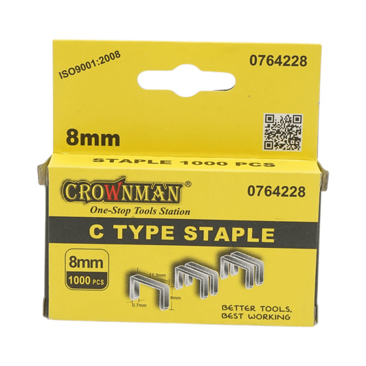 C típusú fém kapcsok 0.7x11.3x8mm 1000 db/készlet Crownman