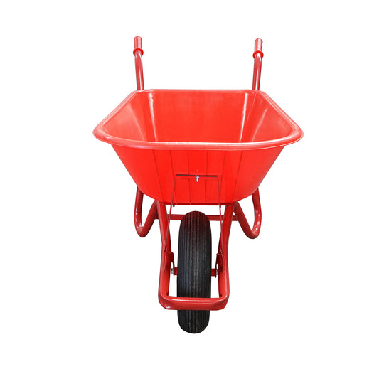 Piros talicska 85L légrugós kerékkel 400/8, fém vázzal és műanyag káddal 940x580x300mm Thor