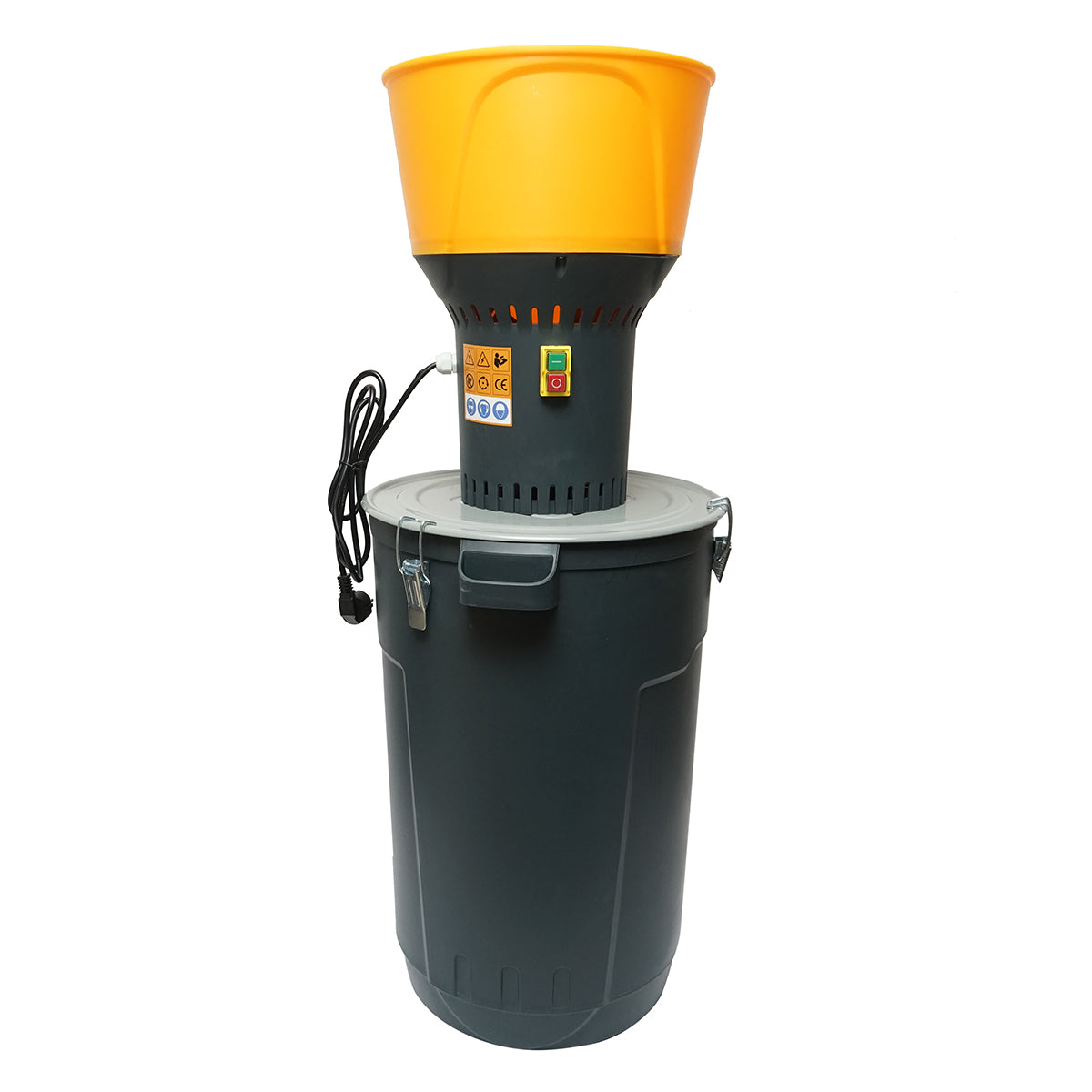 Elektromos gabonamalom 1,3 KW, 220V, 60L tartály, 19000 r/min, kapacitás 350 kg/h, 5 szitát tartalmaz.