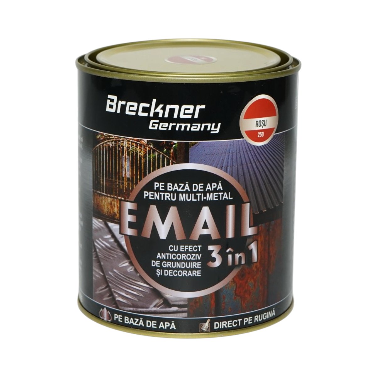 Breckner Germany 3 in 1 rozsdagátló zománc festék piros 250 fémhez 750g, közvetlenül a rozsdára, vízalapú