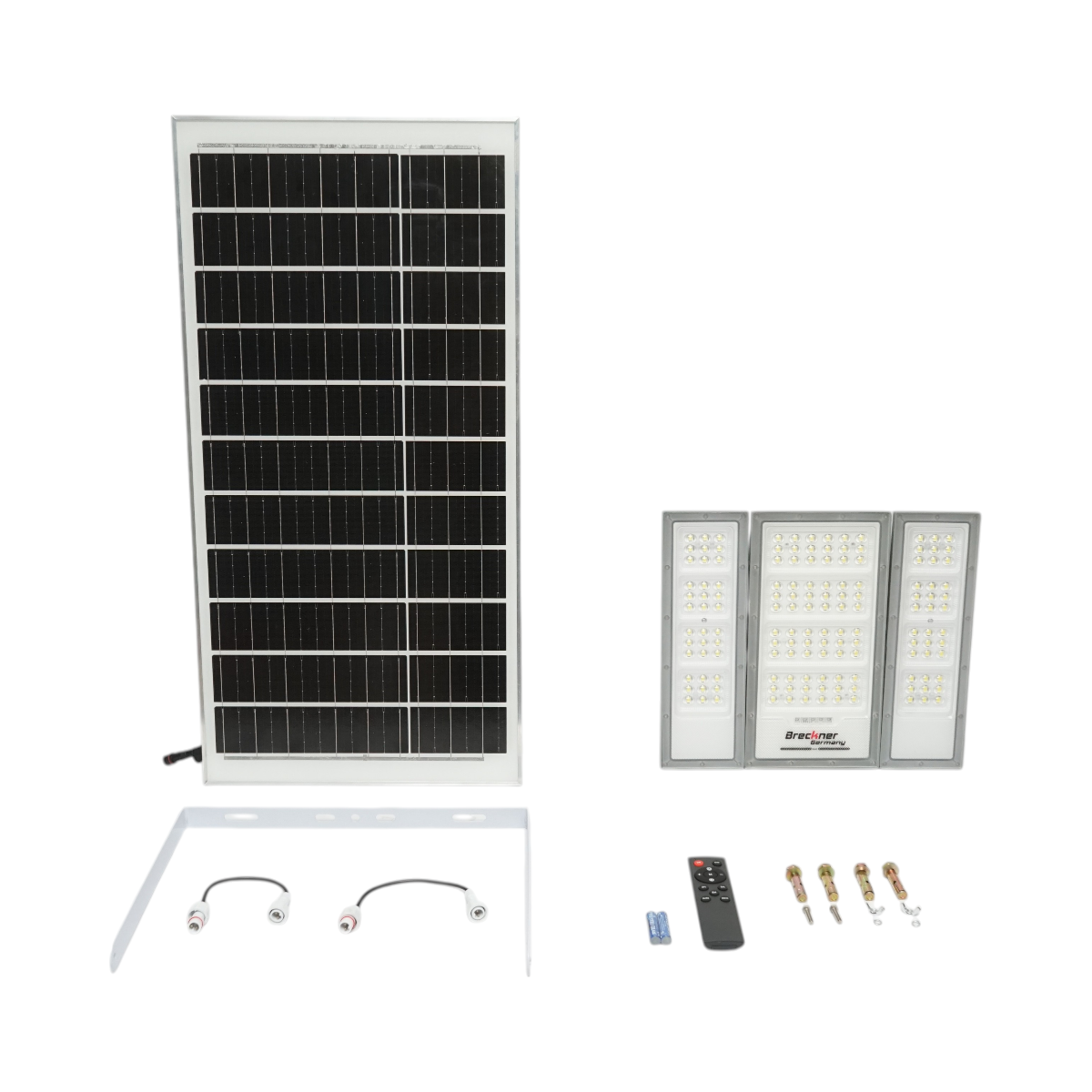 LED lámpa 2400lm, 6500K napelemes panellel 40W, LiFePO4 3.2V/30Ah akkumulátor, mozgásérzékelő és távirányító IP66 Breckner Germany