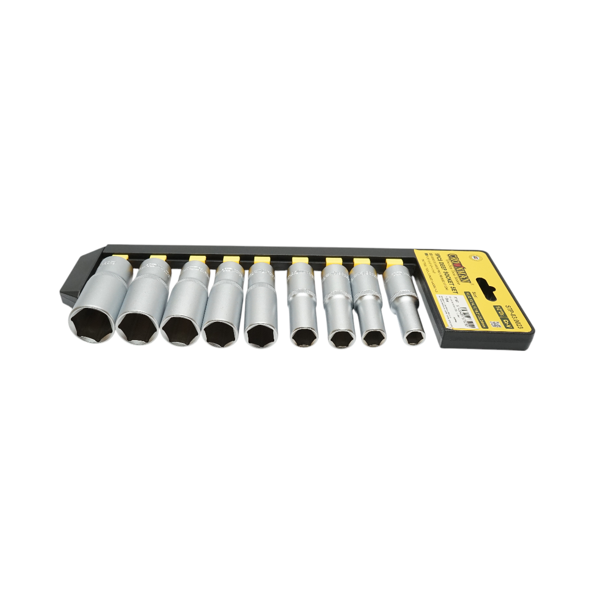 9 db hosszú csőkulcskészlet 10-24mm, négyzet alakú 1/2 inch, anyag Cr-V 50BVV30 Crownman