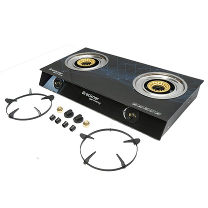 tűzhely, 2 égős öntöttvas tűzhely 3KW, biztonsági üveg 700x380x94mm Breckner Germany