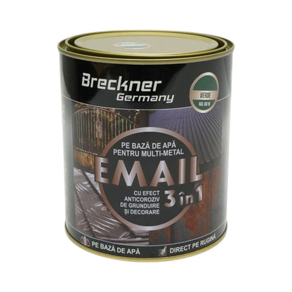 Vopsea email anticoroziva 3 in 1 zöld RAL 6016 fémhez 750g, közvetlenül a rozsdára, vízalapú Breckner Germany