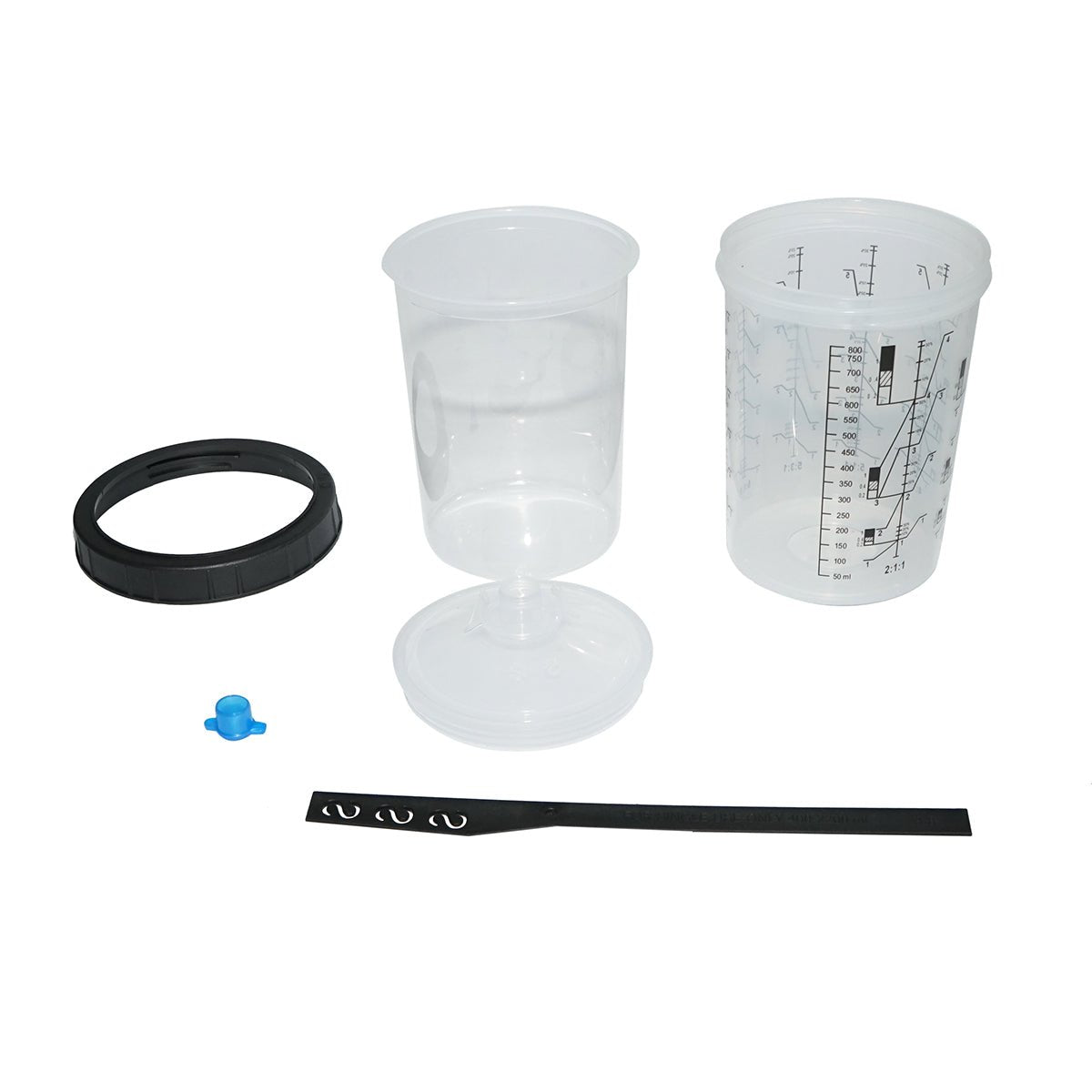 50 darabos festékkeverő pohár készlet 800 ml-es, 125 mikronos szűrősapkával festékszóró pisztolyhoz
