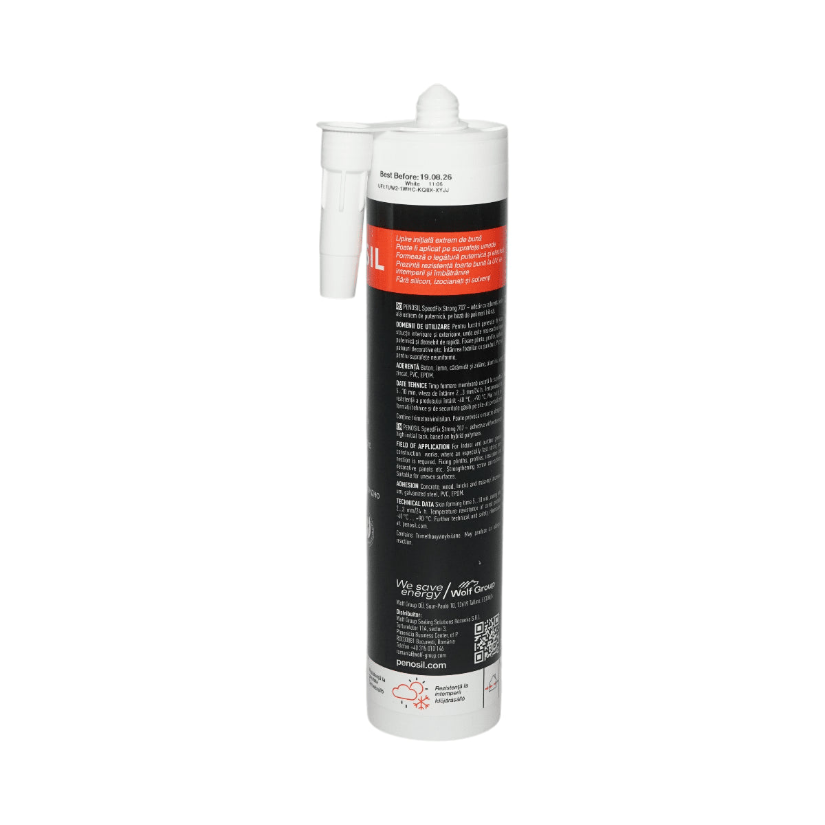 Fehér hibrid multifunkciós ragasztó díszlécek, dekorációs panelek rögzítéséhez 280ml SpeedFix Strong 707 Penosil SpeedFix Strong 707