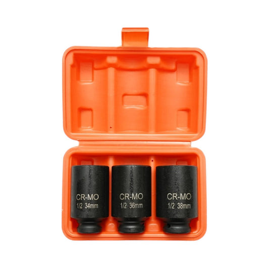 Breckner Germany 3 részes hosszú ütvecsavarozó dugókulcs készlet 34, 36 és 38 mm, 1/2” Cr-Mo