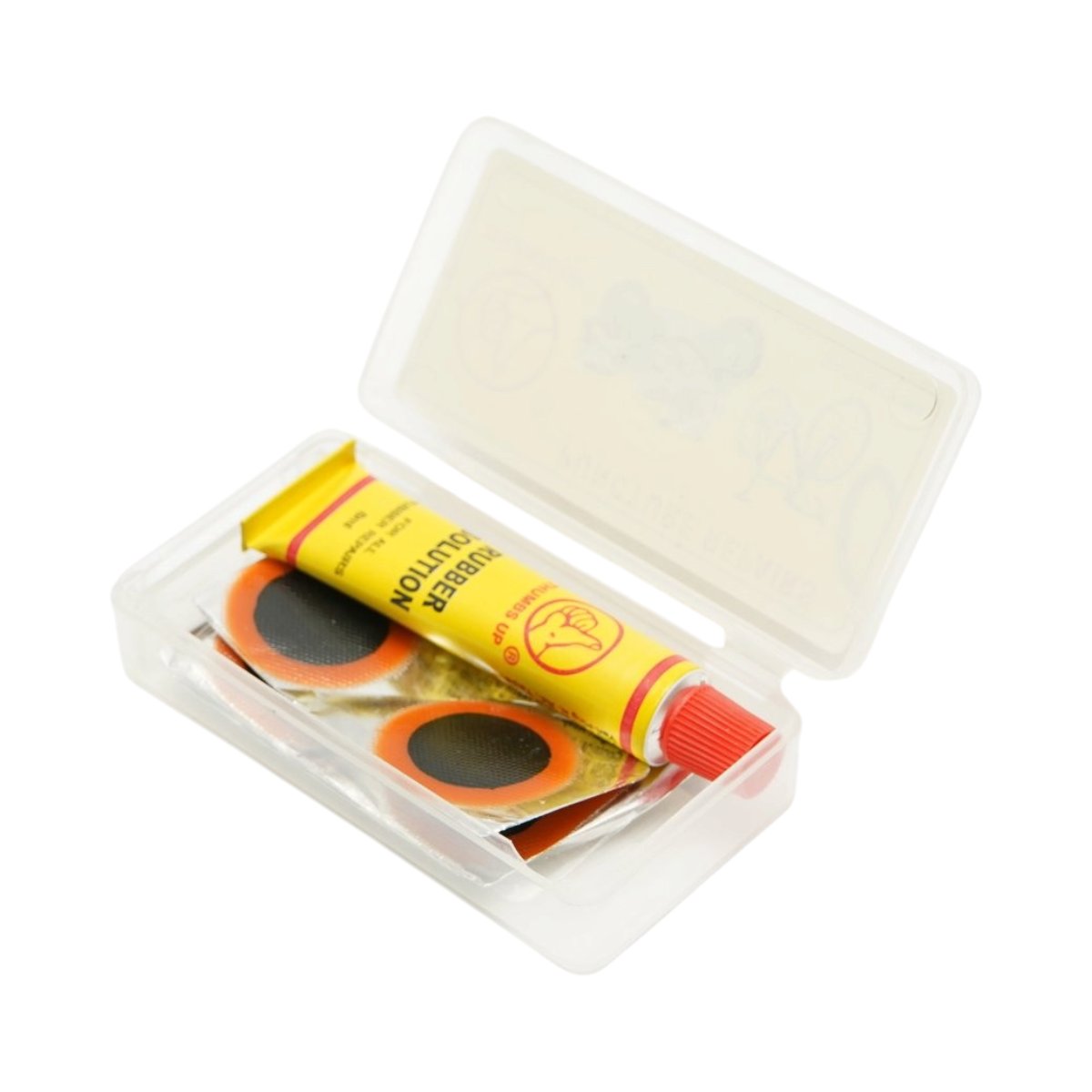 5 darabos gumifolt szett, defekt javító,kerékpár, motorkerékpár, talicska, tuk-tuk kamera javításához 24x35mm, 25mm, 32x50mm + 1 db 8ml ragasztó