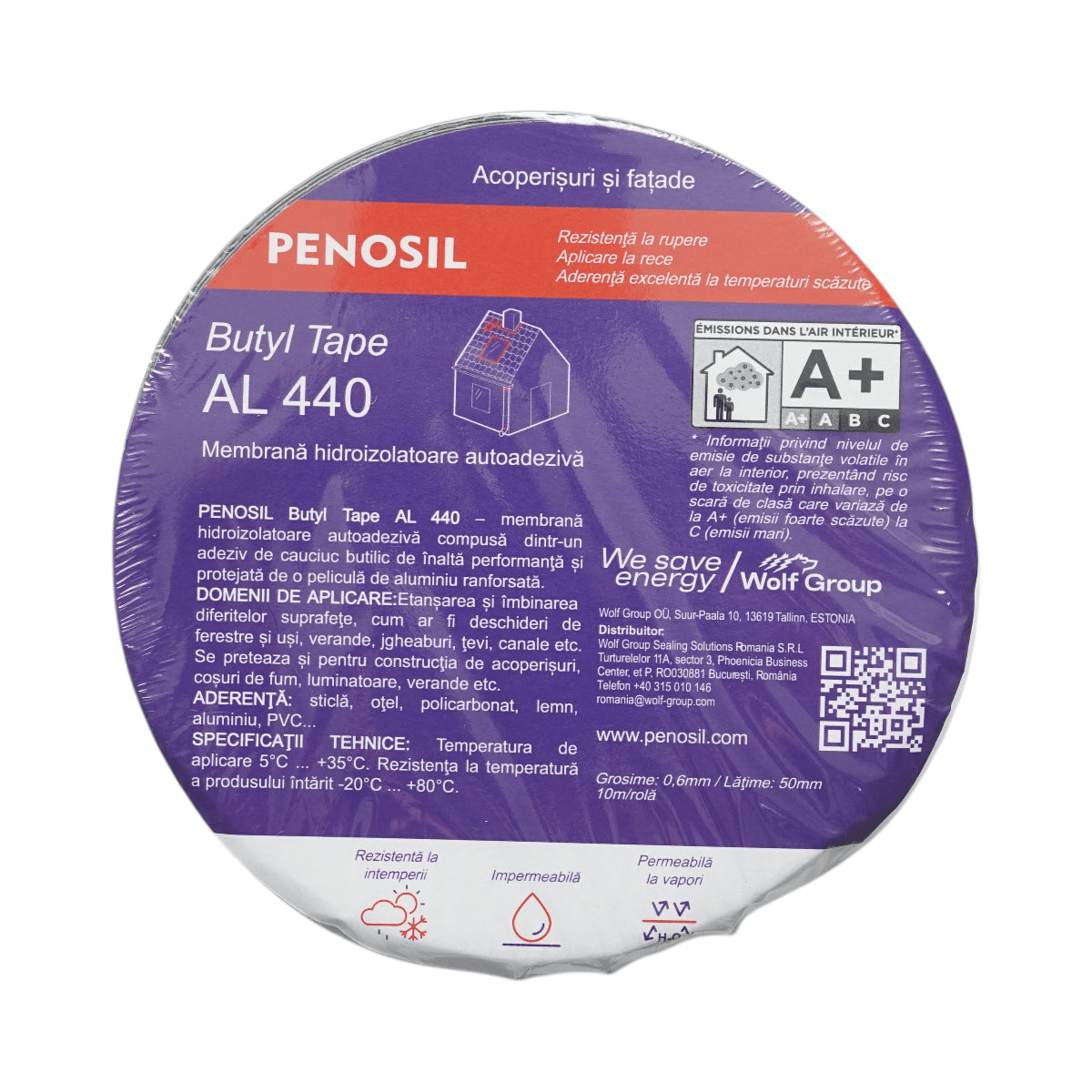 Butilszalag AL 440 Butilszalag alumínium fóliával 0.6x50mmx10m Butilszalag AL 440 Penosil